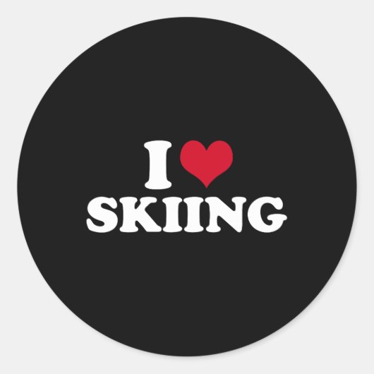 Ik hou van skiën ronde sticker (Voorkant)