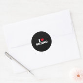 Ik hou van skiën ronde sticker (Envelop)