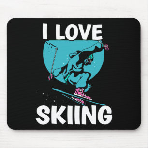 Ik hou van skiën skiërs wintersport muismat