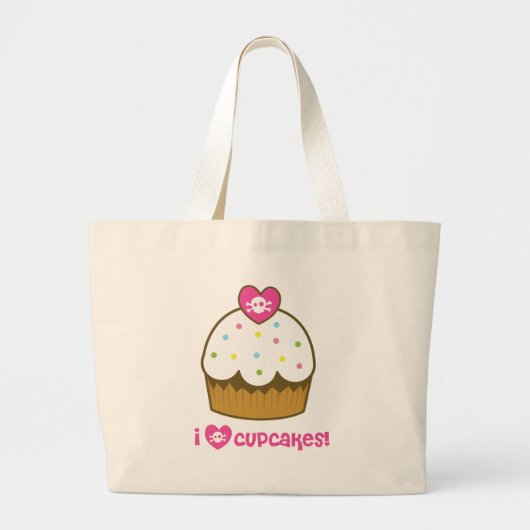 ik hou van skull cupcakes grote tote bag (Voorkant)