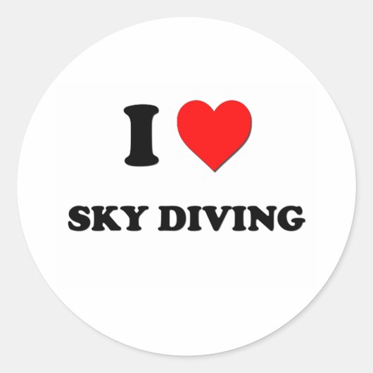 Ik hou van Sky Diving Ronde Sticker (Voorkant)