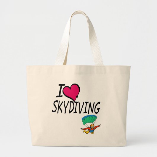 Ik hou van Skydiving Grote Tote Bag (Voorkant)
