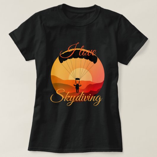 Ik hou van skydiving retro parachute skydiving t-shirt (Design voorkant)