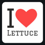 Ik hou van sla vierkante sticker<br><div class="desc">Ik hou van sla,  voor liefhebbers van eten</div>