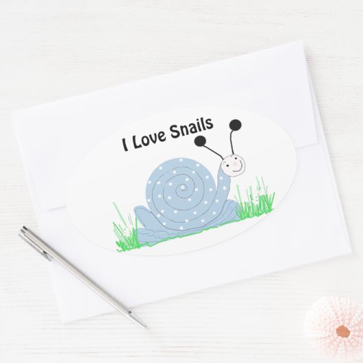 Ik hou van slakken ovale sticker (Envelop)