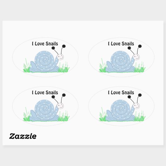 Ik hou van slakken ovale sticker (Vel)