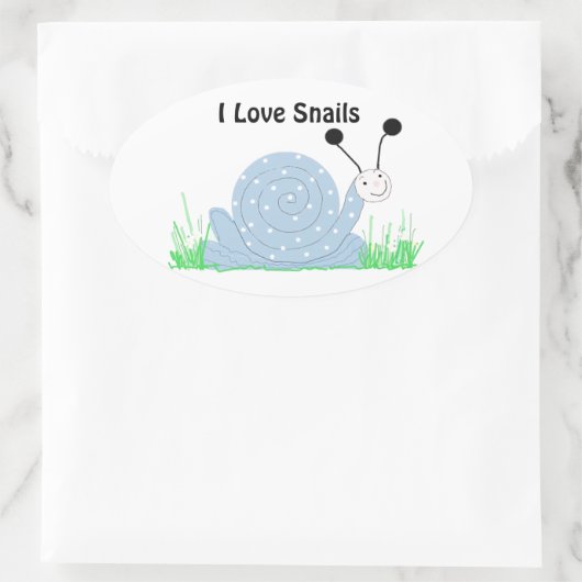 Ik hou van slakken ovale sticker (Tas)