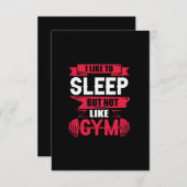Ik hou van slapen, maar niet van gym kaart (Voorkant / Achterkant)