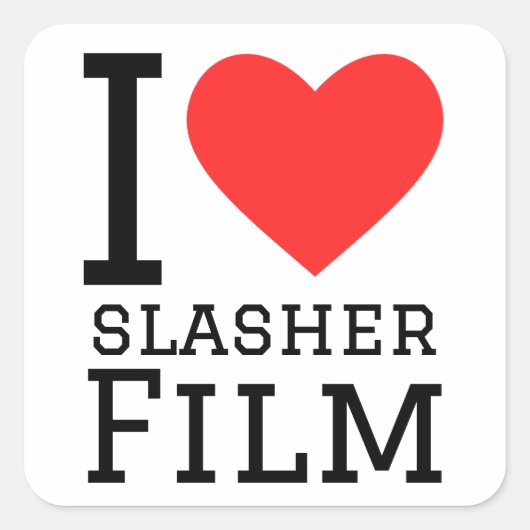 Ik hou van slasher film vierkante sticker (Voorkant)
