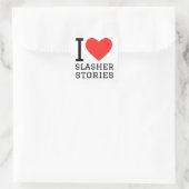 Ik hou van slasher verhalen vierkante sticker (Tas)