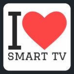 Ik hou van smart tv vierkante sticker<br><div class="desc">Ik hou van smart tv,  voor tech liefhebbers</div>
