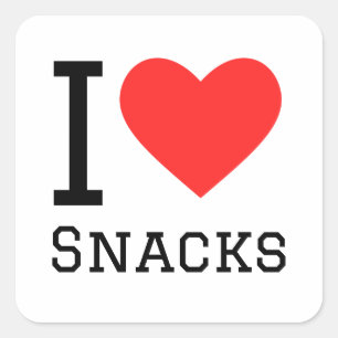Ik hou van snacks vierkante sticker
