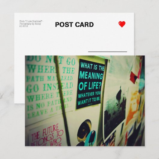 Ik hou van snailmail, de zin van het leven briefkaart (Voorkant / Achterkant)