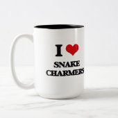 Ik hou van Snake Charmers Tweekleurige Koffiemok (Links)