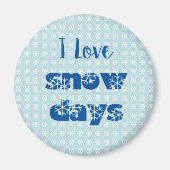 Ik hou van sneeuwdagen Modern Blue Snowflake Magne Magneet (Voorkant)
