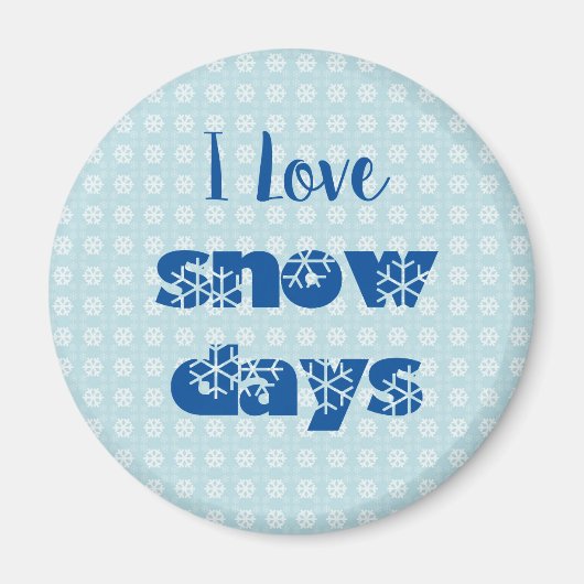 Ik hou van sneeuwdagen Modern Blue Snowflake Magne Magneet (Voorkant)