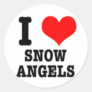IK HOU van sneeuwengelen Ronde Sticker