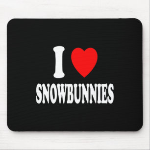 Ik hou van Sneeuwkonijntjes Skiën Snowboarden Attr Muismat