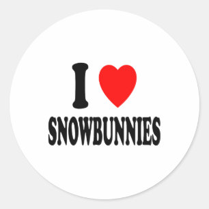Ik hou van Sneeuwkonijntjes Skiën Snowboarden Attr Ronde Sticker