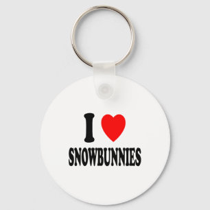 Ik hou van Sneeuwkonijntjes Skiën Snowboarden Attr Sleutelhanger