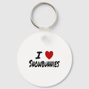 Ik hou van Sneeuwkonijntjes Skiën Snowboarden Attr Sleutelhanger