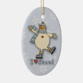 Ik hou van sneeuwman keramisch ornament (Rechts)