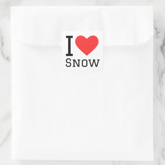 Ik hou van sneeuwvierkante sticker (Tas)
