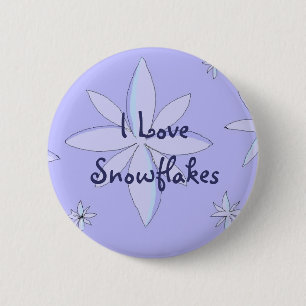Ik hou van sneeuwvlokken ronde button 5,7 cm