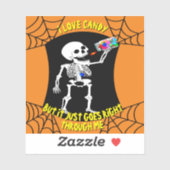 Ik hou van snoep skeleton sticker (Vel)