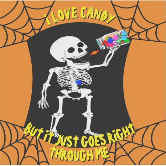 Ik hou van snoep skeleton sticker (Voorkant)