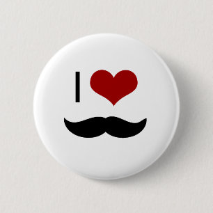 Ik hou van snor ronde button 5,7 cm