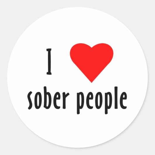 Ik hou van Sober Mensen Ronde Sticker (Voorkant)