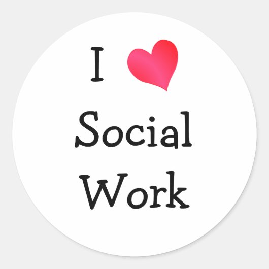 Ik hou van sociaal werk ronde sticker (Voorkant)