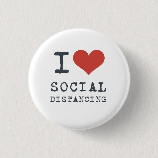 Ik hou van sociale afstand introvert ronde button 3,2 cm (Voorkant)
