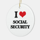 Ik hou van sociale zekerheid keramisch ornament (Links)