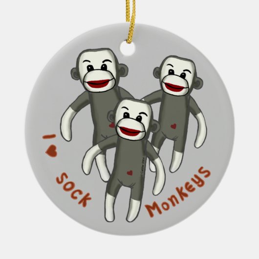 Ik hou van Sock Monkeys ornament (Voorkant)