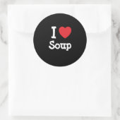 Ik hou van Soep hart T-Shirt Ronde Sticker (Tas)