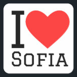 Ik hou van Sofia Vierkante Sticker<br><div class="desc">Ik hou van Sofia,  voor Bulgaarse minnaars</div>