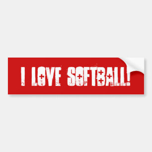Ik hou van softbal muur / laptop / auto Bumperstic Bumpersticker