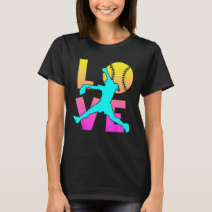 Ik hou van softbal-Shirt tiener meisje vrouwen moe T-shirt