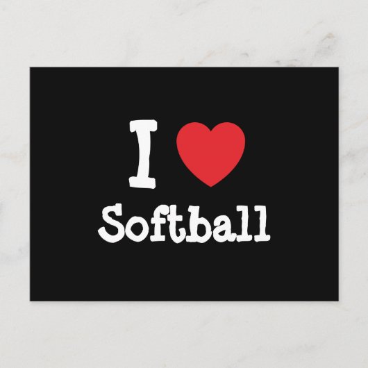 Ik hou van Softball, op maat gesneden hart Briefkaart (Voorkant)