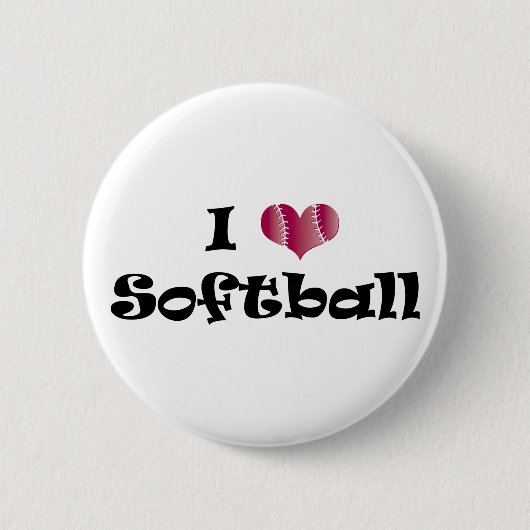 Ik hou van Softball Ronde Button 5,7 Cm (Voorkant)
