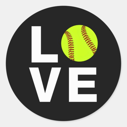 Ik hou van Softball Ronde Sticker (Voorkant)