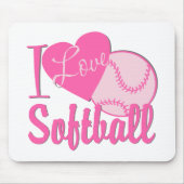 Ik hou van Softball Roze Muismat (Voorkant)