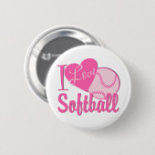 Ik hou van Softball Roze Ronde Button 5,7 Cm (Voorkant /achterkant)