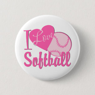 Ik hou van Softball Roze Ronde Button 5,7 Cm