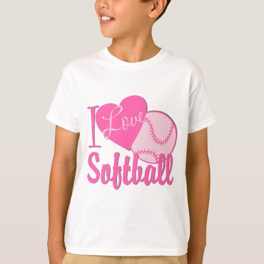 Ik hou van Softball Roze T-shirt (Voorkant)