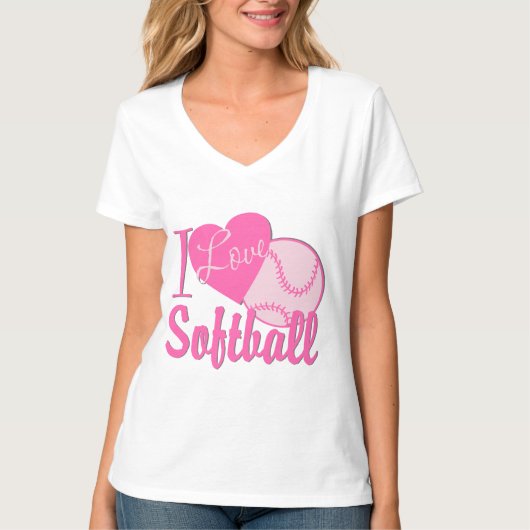 Ik hou van Softball Roze T-shirt (Voorkant)