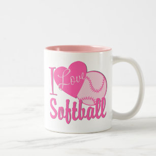 Ik hou van Softball Roze Tweekleurige Koffiemok