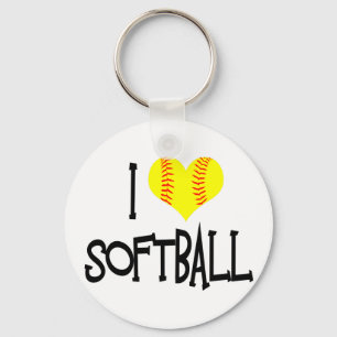 Ik hou van softball sleutelhanger